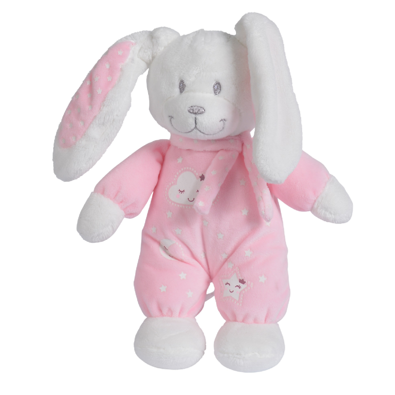  - new boone glow peluche lapin rose 30 cm 